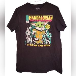 Star Wars Mandalorian The Child COMIC Graphic T-Shirt, Black, Medium
